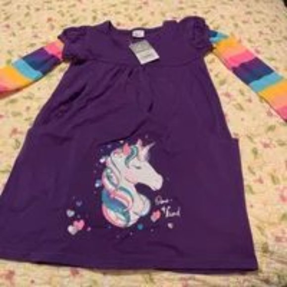 Vikita Girls Unicorn Dress - size 6-7Y